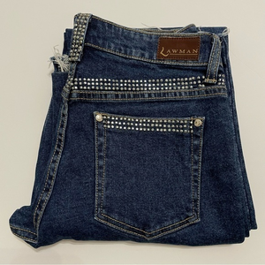 Lawman Vintage Stud Embellished Waistband and Pocket Straight Leg Jeans Size 3/4